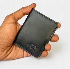 Small RFID Bifold Wallet for Men – Soft Leather-Slim Book Fold, Window Id Card