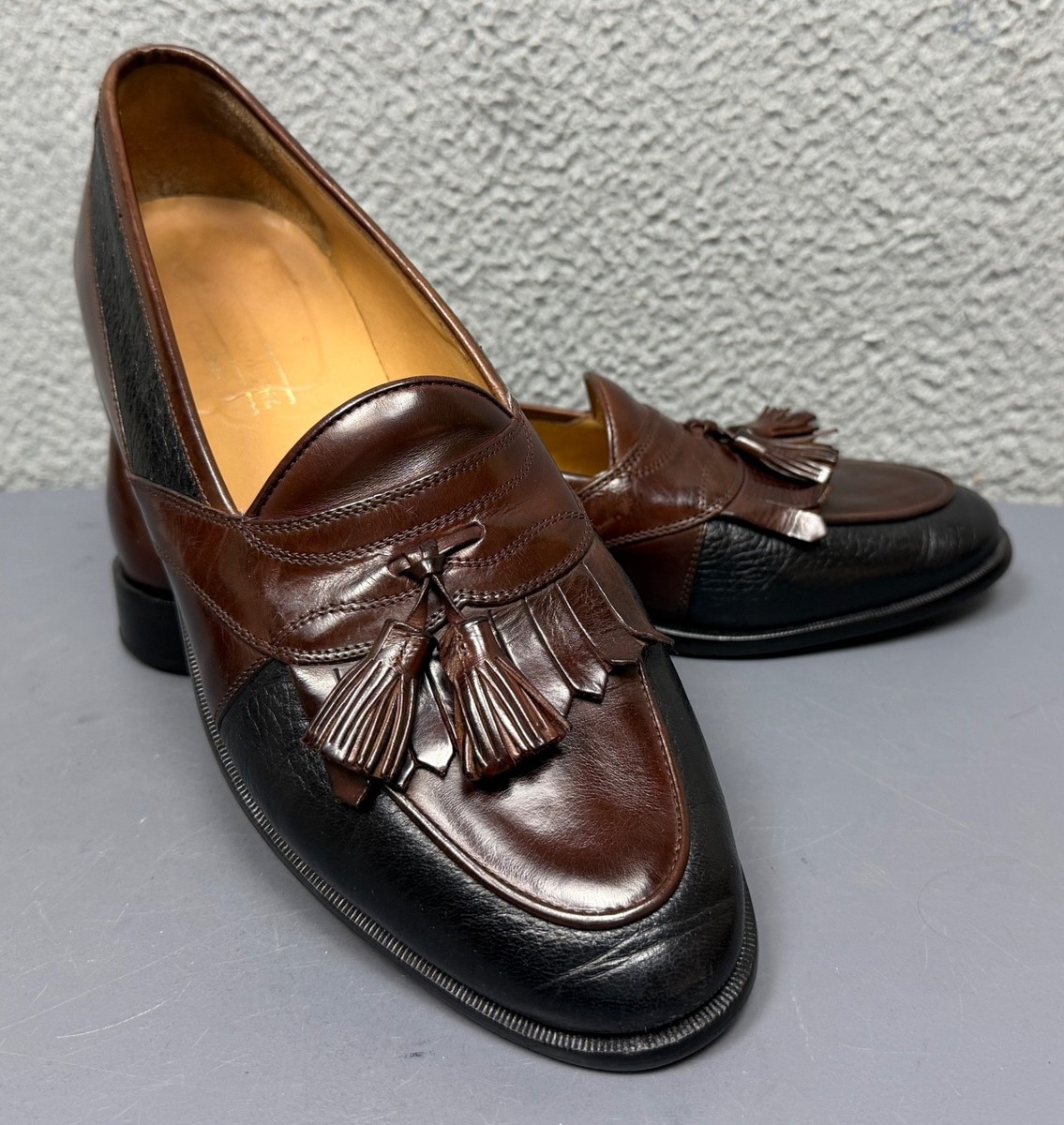 Johnston & Murphy Cellini Black Half Brogue Calfskin Leather Shoes 10.5 M Johnston Murphy Cellini Black Leather Cap Toe Oxford Dress  main image 2