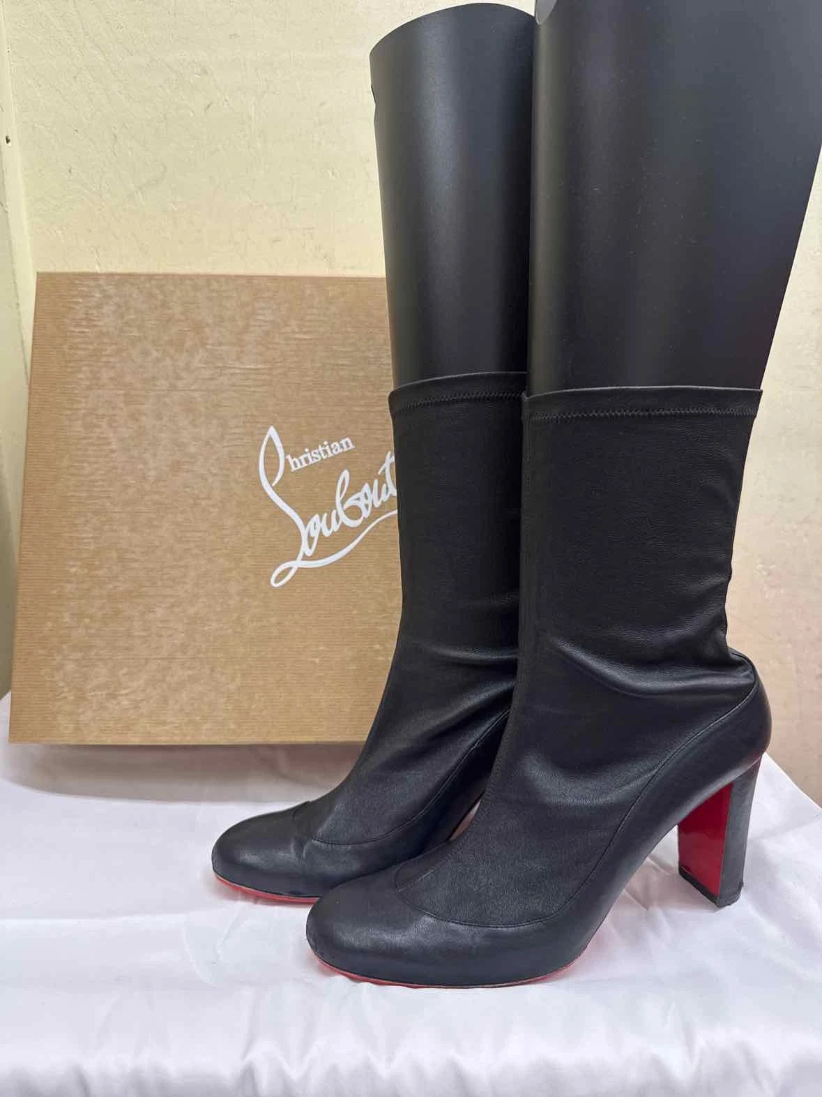 Christian Louboutin — Christian Louboutin Black Size 42 = 11-1/2 Boots Shoes Gena Bootie Nappa Stretch