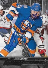 Autographed 2015-16 UD New York Islanders Adam Pelech Young Guns Rookie Card
