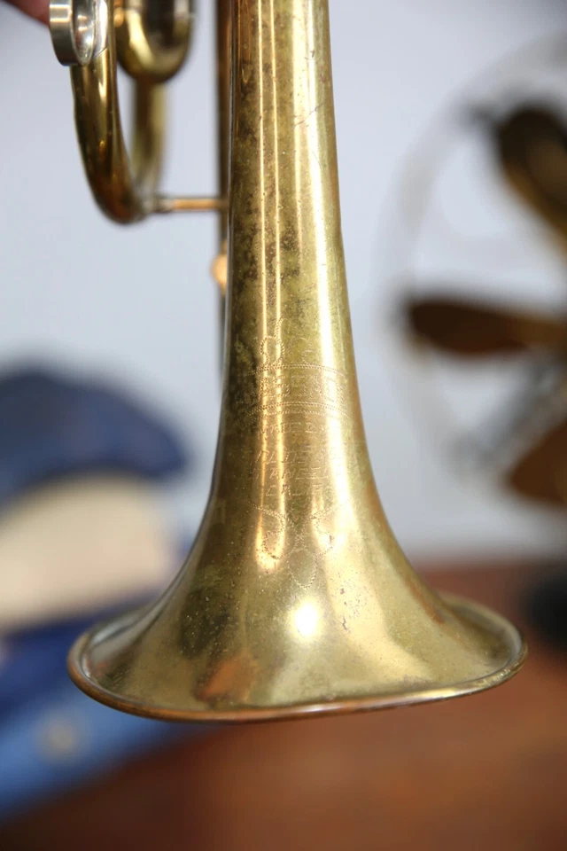 F.E. Trompeta corneta Olds & Son Ambassador Fullerton instrumento de latón antiguo de colección Foto 3 de 4