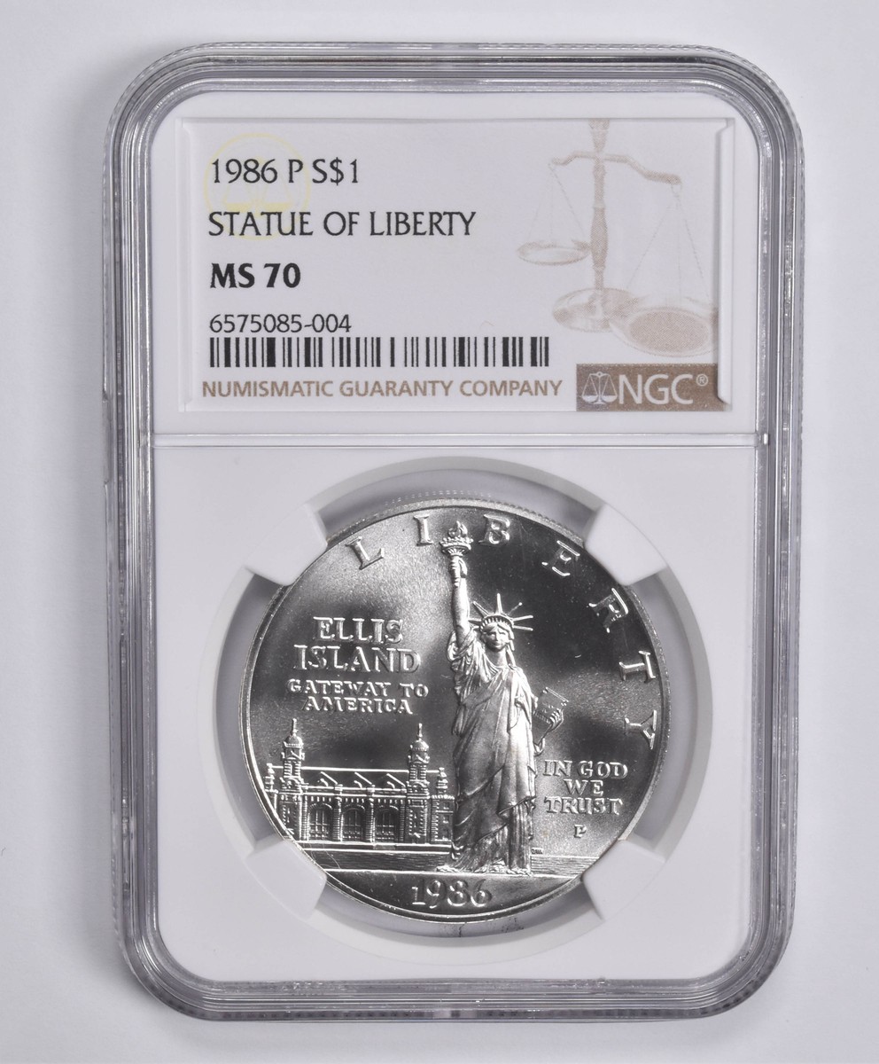 MS70 1986-P Statue of Liberty Commemorative Dollar NGC Brown Label
