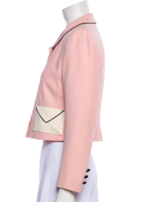Moschino Lined Pink Envelope Pocket Jacket Blazer US Sz 10 ivory