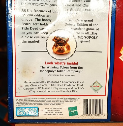 Monopoly Deluxe Edition, 1998 w/Bankers Tray, Card Carousel, etc. Factory Sealed - Picture 3 of 7