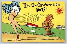 I'm On Observation Duty Risque Saucy Military Army Comic Postcard Kropp Co. C90
