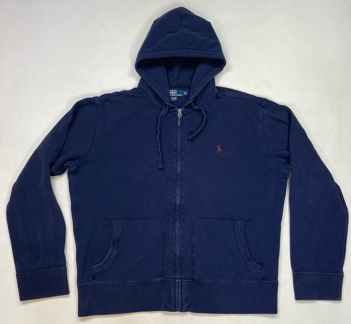 Polo Ralph Lauren Full Zip Felpa con Cappuccio Uomo XL Blu Pony Marrone Rosso