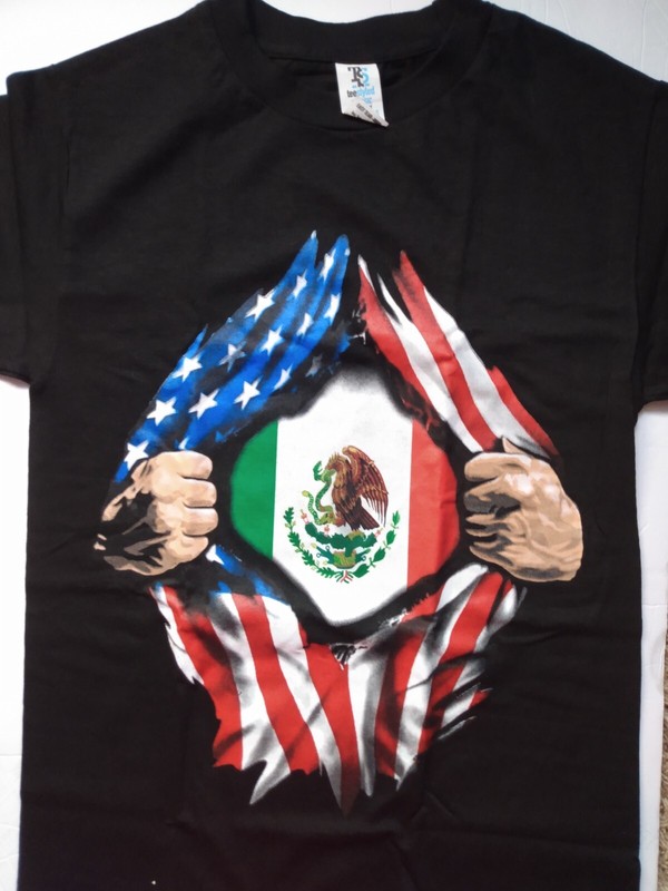 Mexican USA Flag Mens T-Shirt Size Small New