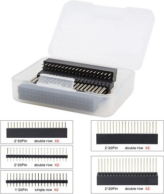 Geekworm 2X20 40 Pin Stacking Female Header Kit for Raspberry Pi 4B/3B+/3B/2B/B+