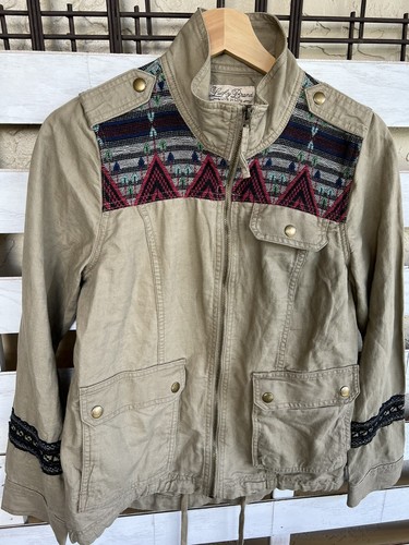 Khaki Linen Boho Jacket Size 