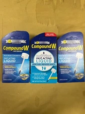 3 New CompoundW Fast Acting Liquid Wart Remover - 0.31oz Each Box READ DESCRIPTI