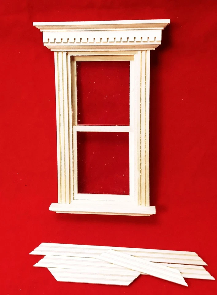 MINIATURENBAU-LEWEN Fenster aus Holz für Krippe oder Puppenhaus. Naturbelassen. 13x6,5 cm.