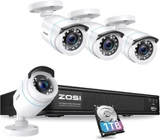 ZOSI 8VMA-106W4S-10-US Security Camera System,  8 CH 1TB, 4 Cameras