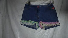 LITTLE MISS, DENIM SHORTS/ RUFFLES ON HEM.SZ g 10 WAIST 24". DISPLAY