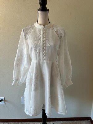 MARE MARE X ANTHROPOLOGIE Women Size S White Floral Lace Fit & Flare Dress