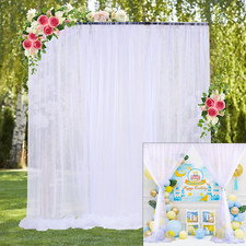 White Backdrop Curtains for Parties Sheer Tulle Backdrop Curtain for Wedding Bir