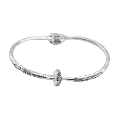 New Women Silver Plated Metal Fashion Jewelry Bling Nail Cuff Bracelet Thin Band - Picture 7 of 24