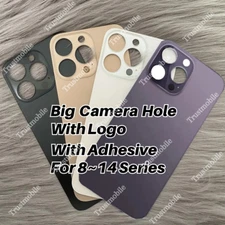 For i 14 13 12 11 Pro XS XR X 8 Back Glass Replacement Big Hole Rear Cover Lot