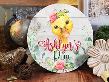 Custom Name Door Sign for Girls Kids Room Home Decor Cute Animal Duckling ANM006