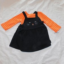 NEW Baby Girl 3 Months First Halloween Black Cat Outfit Dress Costume 2pce