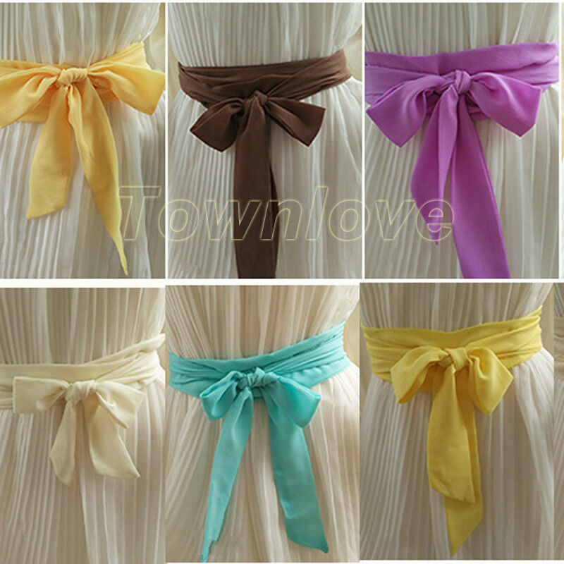 Chiffon Party Sash Belt Ribbon Self Tie Bridesmaid Girl Bow Prom Wedding Dress