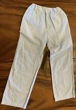 E Land Boys Sz 6 Dress Pants Blue  White Seersucker Cotton Flat Front Adj Waist