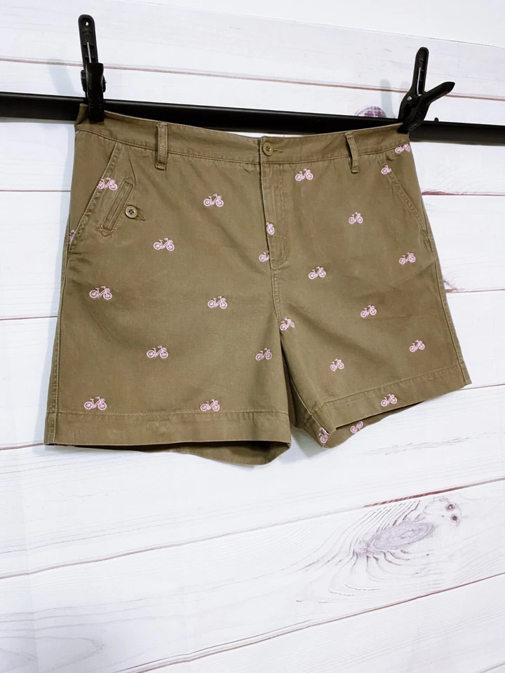 Pantalones Cortos Bass Mujer Talla 16 Marrón Bicicleta Bolsillos Bordados 100% Algodón Foto 2 de 4
