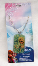 Frozen Princess Elsa Snowflakes 2"H Dog Tag Pendent 18" Ball Chain Necklace-New