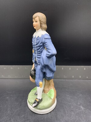 Vintage Bisque Porcelain Blue Boy Figurine Hat in Hand 8