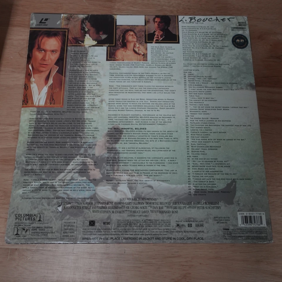 Immortal Beloved Laserdisc Ld Movie - Imagem 2 de 2