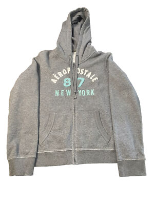 Aeropostale NY Sweater Youth Large Gray Full Zip Hoodie