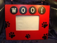 “WOOF” ~ PAW PRINTS ~  8.25”x 10.25” ~ Great Frame & Great Condition ~