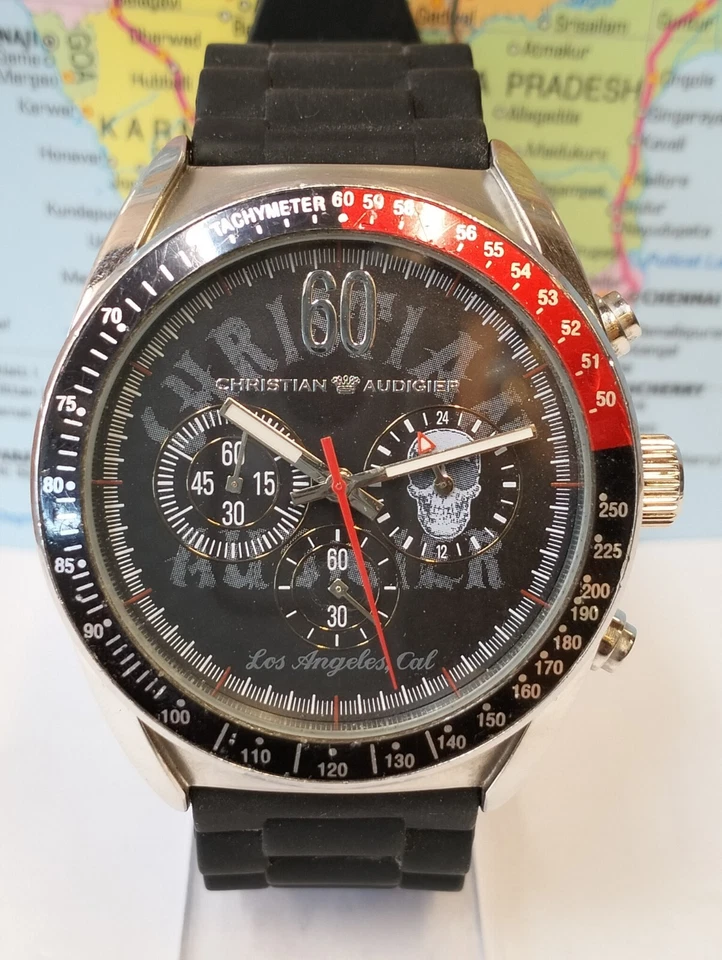 CRONÓGRAFO CHRISTIAN AUDIGIER CUARZO ETE-122 LOS ANGELES HOMBRE TRABAJO COMPLETO DE COLECCIÓN. Foto 2 de 4