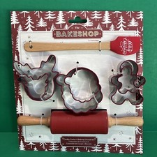 The Bakeshop Christmas Cookie Cutter And Baking Utensil Set 8pc Set New   