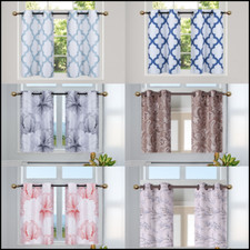 1 SET BIG FLOWER DESIGN FAUX SILK BLACKOUT GROMMET LINED WINDOW CURTAIN 36"