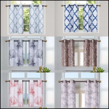 1 SET BIG FLOWER DESIGN FAUX SILK BLACKOUT GROMMET LINED WINDOW CURTAIN 36"