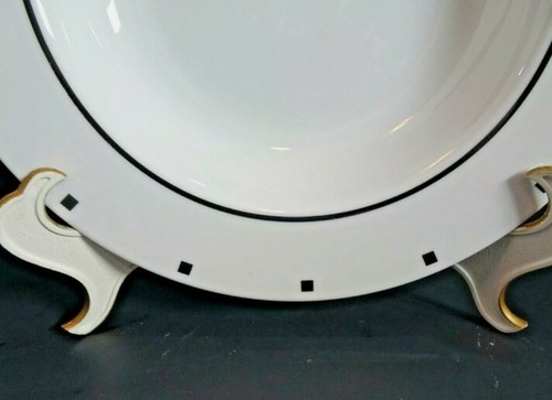 Sasaki Metropolis Black Fine China Set of 6 Large Rimmed Soup Bowls - Picture 4 of 7