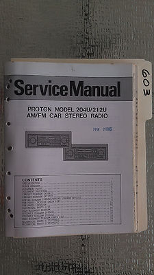 Proton 204 212 u service manual original repair book stereo car radio tape deck