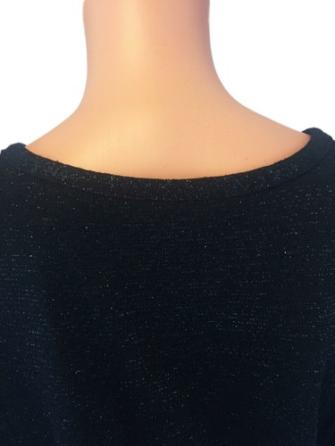 Langarmbluse Shirt Cato Größe Large schwarz V-Ausschnitt mit Metallic-Lamettafaden - Bild 7 von 10