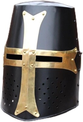 Mittelalter Kreuzritter Helm 18G schwarz funktional toller Helm Ritter Bucket...