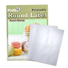 Lot Koala 2 In Round Label Pearl Glossy Sticker Paper for Printers, Circle Label