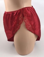 Vintage Shiny Red Tap Lace High Leg Lounge Sleep Shorts Medium