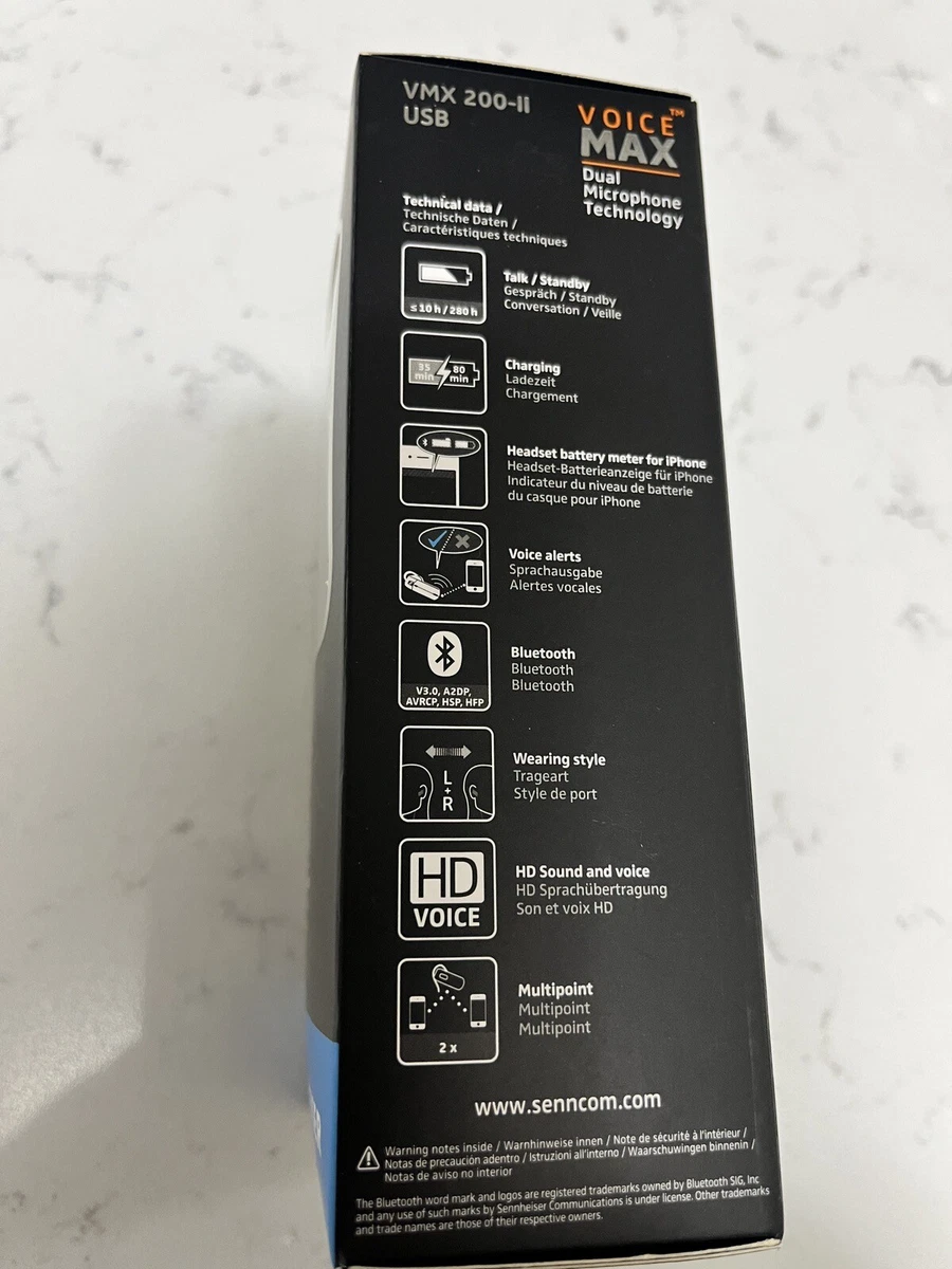 Sennheiser VMX 200 Bluetooth Voice Max Handsfree Device Wireless Earset new O B