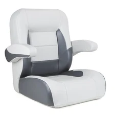 NORTHCAPTAIN Reclining Pontoon Captain's Chair Bucket Seat,Light Grey/Charcoal