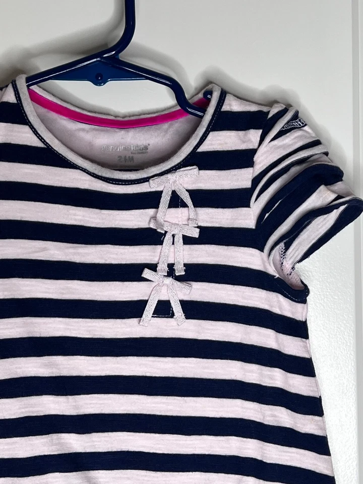 Mameluco de algodón OshKosh genuino para niños azul y rosa a rayas 24 m Foto 3 de 4