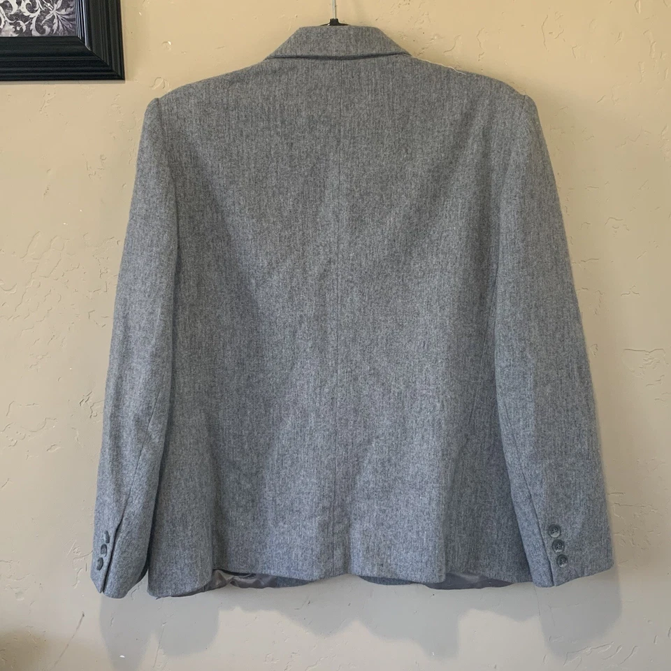 Women’s John Meyer Gray Wool Polyester Blazer Sz 16 One Button Suit Jacket - Image 2 of 4