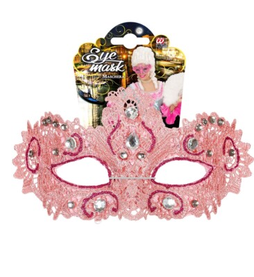 KARNEVAL FASCHING KOSTÜM ZUBEHÖR AUGENMASKE MASKE ROSA GLITTER STRASS NEU