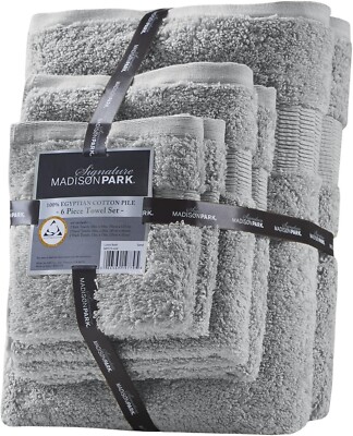 MADISON PARK SIGNATURE Luce 100% Cotton Luxurious Bath Towel Set 5 Piece B1