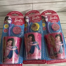 Barbie Brush Buddies Toothbrush Set Soft Pink Purple Brand New   Pack Of 3  