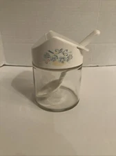 Vintage Corelle Country Cornflower Gemco Sugar Jar with Lid & Spoon - RARE