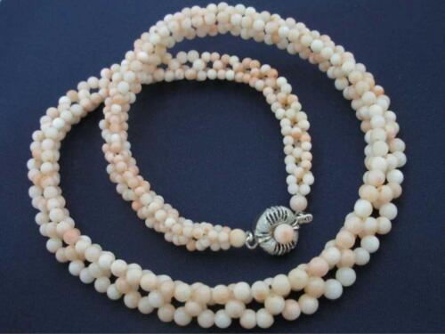 Gebrauchte natürliche Korallenhalskette hellrosa winzige Perlen Kugeln für Frauen Schmuck - Bild 1 von 10